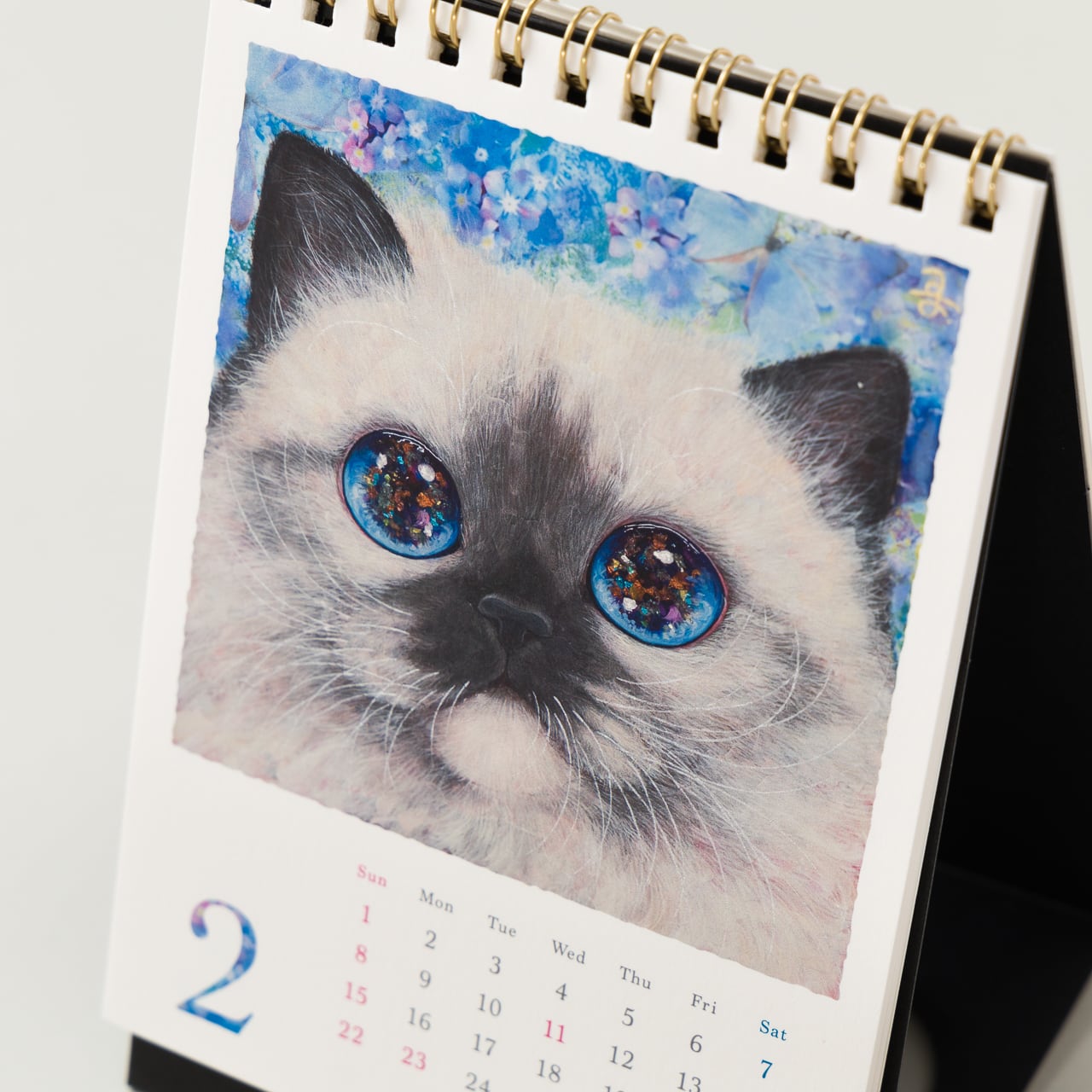 猫 作家 福嶋 吾然有 (フクシマアサリ)さん 2026年 A6 卓上 カレンダー
