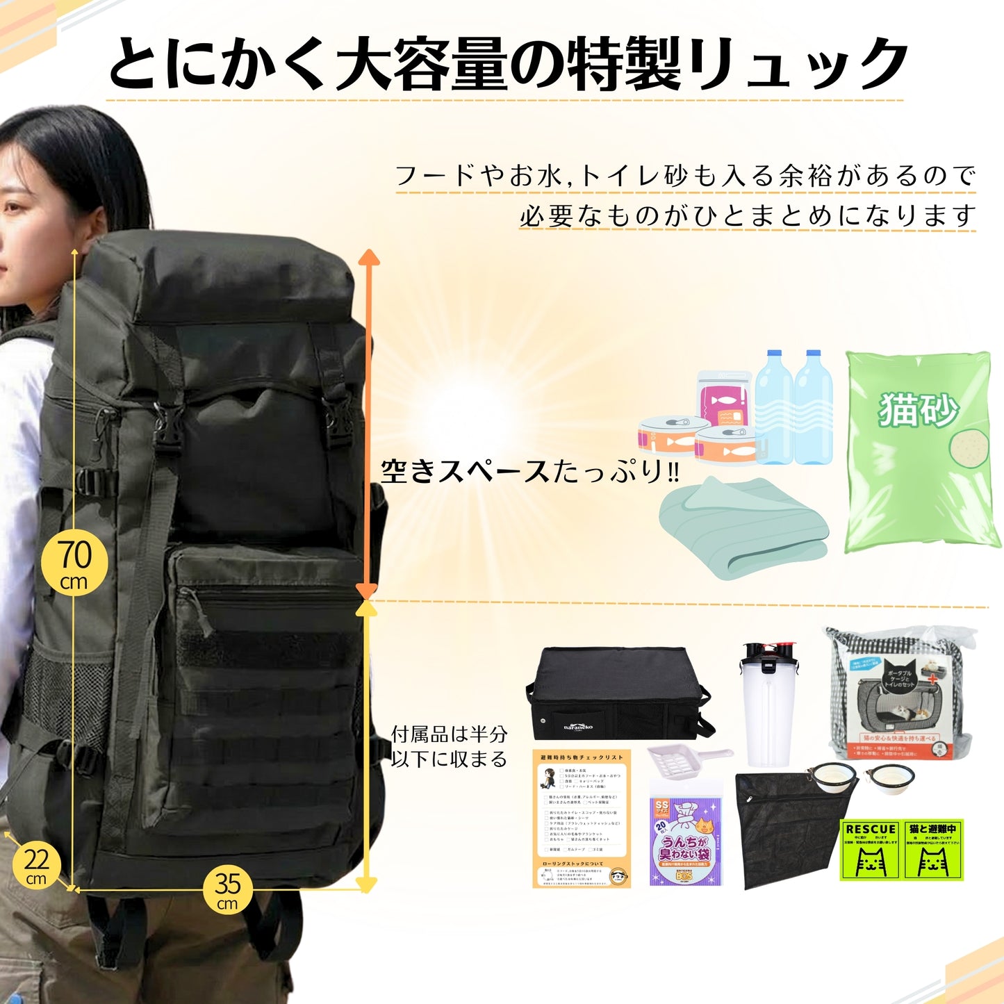 ネコのための防災デラックスセット(猫壱ケージ)(トイレ特大)